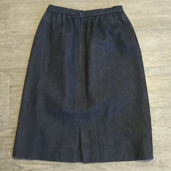 Vintage 70s Wool‎ Union Made Dark Gray Pencil Midi Skirt XS - Picture 2 of 5